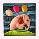 Розовый слон. Картина из ткани. Картина для детской комнаты. Купить картину в СПб. Недорогой подарок. Панно на стену.