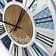 Большие, настенные часы "В сине-серо-голубой гамме" 40 см. Часы классические. Zuli. Ярмарка Мастеров.  Фото №5