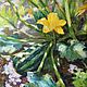Village mosaic. Zucchini. Oil painting 35h40 cm, Pictures, Moscow,  Фото №1