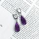 Серьги аметист натуральный капля. Серьги классические. Студия украшений Silver Flower. Ярмарка Мастеров.  Фото №4