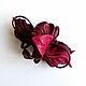 Automatic hairpin made of Foxberry leather wine pink burgundy. Hairpins. De-Si-Re. My Livemaster. Фото №4