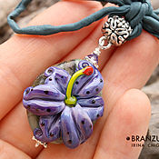 Украшения handmade. Livemaster - original item Evening lily  - Pendant purple flower lampwork flamework. Handmade.