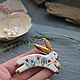 Брошь Керамическая Заяц в Поле. Брошь-булавка. NadyaBriJewelry. Ярмарка Мастеров.  Фото №4
