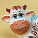 Cow Burenka Winter piggy bank. Symbol of 2021. Piggy Bank. Veselyj farfor. Интернет-магазин Ярмарка Мастеров.  Фото №2