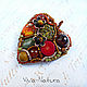 Bright autumn brooch autumn accessory. Brooch of handwork of stones and beads. Brooch - leaf, leaf. The brooch on the coat, the brooch on the dress, the brooch on the sweater, the brooch on the tippet