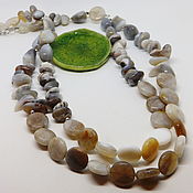 Работы для детей, handmade. Livemaster - original item Misty Shore beads (agate, chalcedony) 57-61 cm. Handmade.