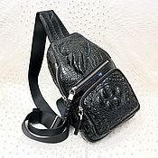 Сумки и аксессуары handmade. Livemaster - original item Men`s bag, made of embossed crocodile skin, black color.. Handmade.