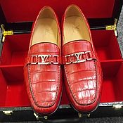 Обувь ручной работы handmade. Livemaster - original item Men`s loafers, made of genuine crocodile leather, in red.. Handmade.