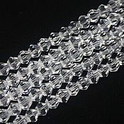 Материалы для творчества handmade. Livemaster - original item Biconuses 4 mm 45 pcs on a thread Transparent crystal. Handmade.