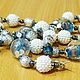 Бусы и браслет Первый снег из lampwork, жемчуга, чешского стекла, Колье, Москва,  Фото №1