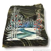 Сувениры и подарки handmade. Livemaster - original item Winter landscape of Magnet stone Jasper Souvenir. Handmade.