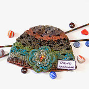 Аксессуары handmade. Livemaster - original item Children`s pointelle lightweight knitted hat with flower. Handmade.