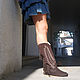TEXANO - Suede boots-Cossacks with fringe - Autumn-Winter. High Boots. Febe-handmade. My Livemaster. Фото №6
