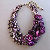Украшения handmade. Livemaster - original item Blackberry Velvet Necklace Natural Stones Amethyst Agate Pearls Flowers. Handmade.