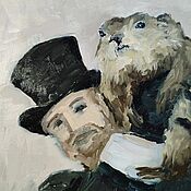 Картины и панно handmade. Livemaster - original item Groundhog Day Oil painting 20 x 30 cm groundhog animals. Handmade.