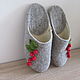 Women's Slippers Currant felt from Merino wool with prevention, Slippers, Kazan,  Фото №1