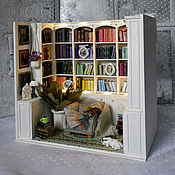 Для дома и интерьера handmade. Livemaster - original item White Library miniature on the bookshelf. Handmade.