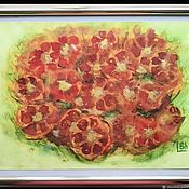 Картины и панно handmade. Livemaster - original item Watercolor painting with marigold flowers 