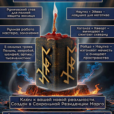 Фен-шуй и эзотерика ручной работы. Ярмарка Мастеров - ручная работа Руническая свеча «Чёрный страж», магическая свеча с травами и рунами. Handmade.