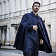 Плащ-накидка, кейп из эко замши. Верхняя одежда мужская. 'GLU tailoring' Пошив костюмов.. Ярмарка Мастеров.  Фото №4