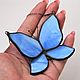 Butterfly glass. Blue stained glass butterfly pendant for window, wall. Suspension. Glass Flowers. Online shopping on My Livemaster.  Фото №2