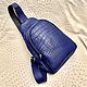 Men's bag made of genuine crocodile leather in blue, Men\'s bag, St. Petersburg,  Фото №1