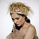 Evening turban hat hijab Beige silk satin with plumage, Caps, Moscow,  Фото №1