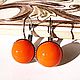 Earrings with Czech glass orange, Earrings, Kaliningrad,  Фото №1