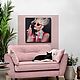 Розовая интерьерная картина в стиле поп-арт на черном фоне, Картины, Санкт-Петербург,  Фото №1