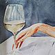 Girl and wine, 30h30cm, Watercolor, Framed. Pictures. myfoxyart (MyFoxyArt). My Livemaster. Фото №4