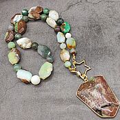 Украшения handmade. Livemaster - original item Necklace with pendant natural stone chrysoprase Agate. Handmade.