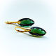 Earrings with green quartz in gold 24K, Earrings, Moscow,  Фото №1