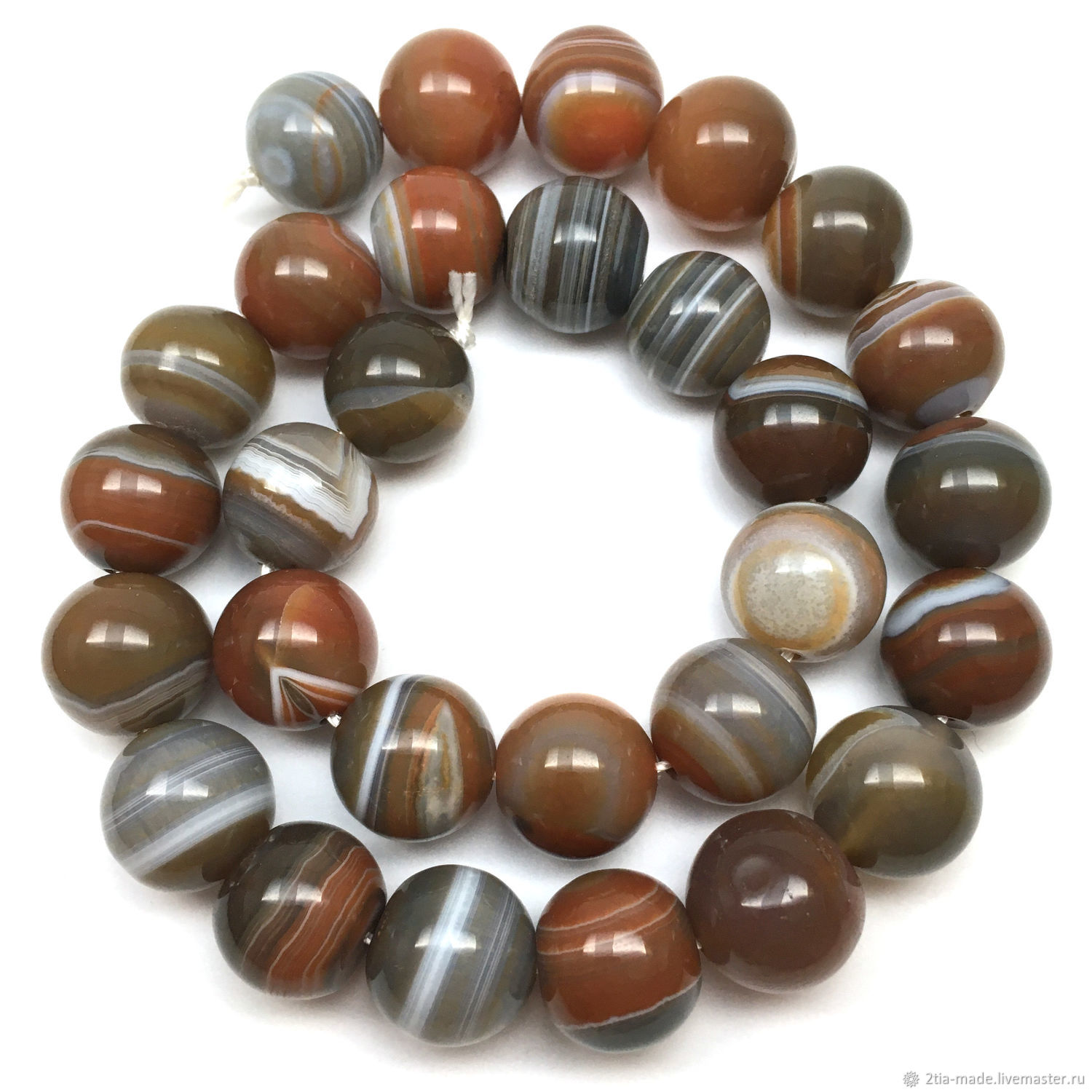 # Агат полосатый 14 мм, бусины для украшений купить в интернет-магазине ...