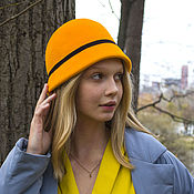 Аксессуары handmade. Livemaster - original item hats: The Cloche orange. Handmade.
