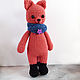 Fox in a blue scarf knitted toy, Stuffed Toys, Omsk,  Фото №1