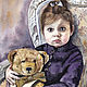 Детский портрет "Девочка с мишкой", Картины, Москва,  Фото №1
