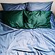 Bed linen set Steel / emerald. Turkish satin Suite. Bedding sets. Strochkastudio. Online shopping on My Livemaster.  Фото №2