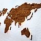 Деревянное Loft панно, карта мира с подсветкой, Карты мира, Москва,  Фото №1