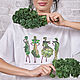 Белая футболка с принтом, оверсайз футболка из органического хлопка. Блузки. Tatiana Larina. Интернет-магазин Ярмарка Мастеров.  Фото №2