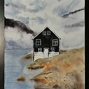 Картины и панно handmade. Livemaster - original item Scandinavian house (black). Handmade.