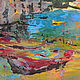Морской пейзаж с лодками №1, Картина маслом для интерьера, 30х35 см. Картины. Картины для Интерьера. Интернет-магазин Ярмарка Мастеров.  Фото №2