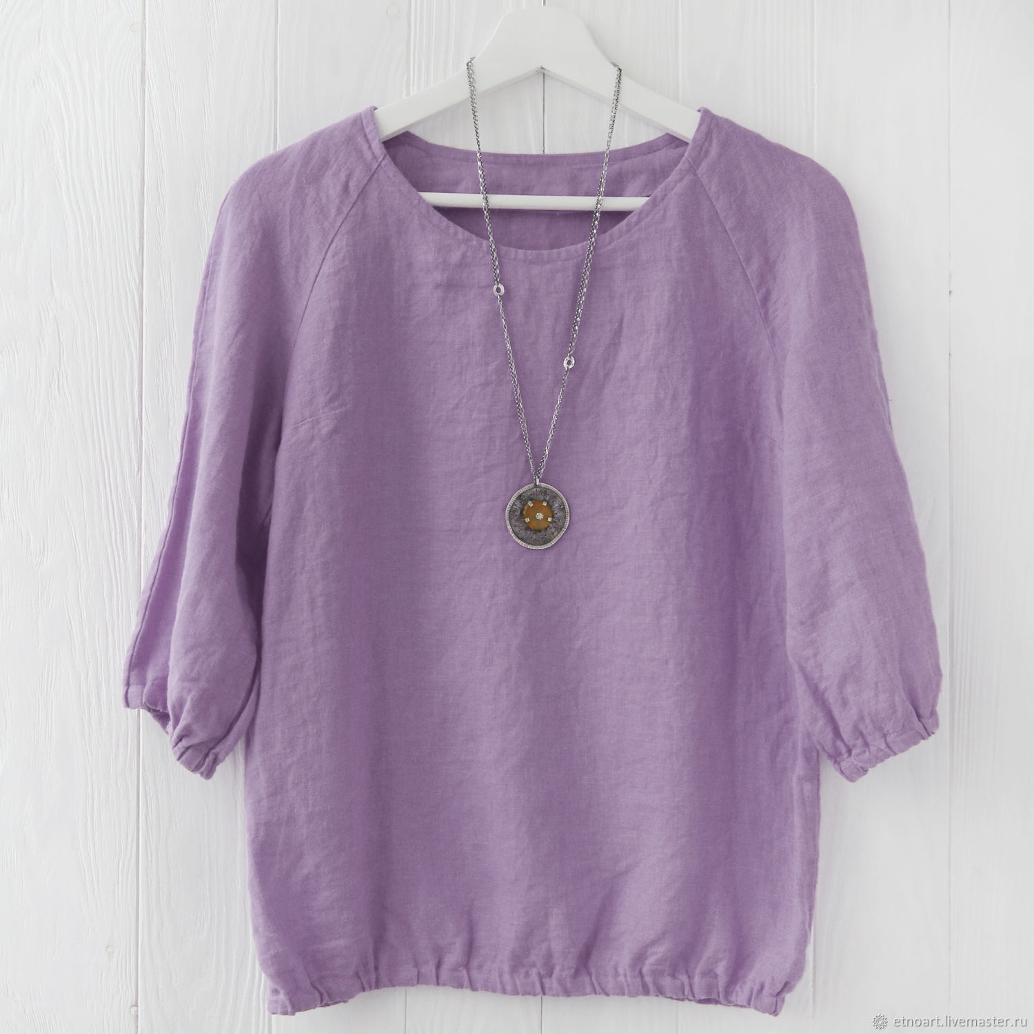 Lavender blouse made of 100% linen, Blouses, Tomsk,  Фото №1