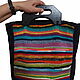 Knitted bag with wooden handles 'Bright life'-2, Classic Bag, Moscow,  Фото №1