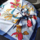 Винтаж: Голубой шелковый платок с цветами. Платки винтажные. Irina-ekw. Ярмарка Мастеров.  Фото №6