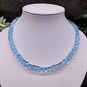 Работы для детей, handmade. Livemaster - original item Natural blue topaz beads with cut. 925 sterling silver PR.. Handmade.