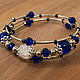 Multi-row bracelet on memory wire made of lampwork beads blue. Bead bracelet. BijouSiberia. My Livemaster. Фото №4