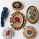 Винтаж: Микровышивка Винтаж Брошь. Броши винтажные. broochivintage. Интернет-магазин Ярмарка Мастеров.  Фото №2