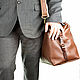 Leather travel bag 'Modern' (brown). Travel bag. Russian leather Guild. My Livemaster. Фото №4