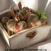 Новогодний набор в деревянном коробе с игрушками "Зимние забавы"
