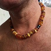 Украшения handmade. Livemaster - original item Medicinal amber beads Choker male female with hematite. Handmade.